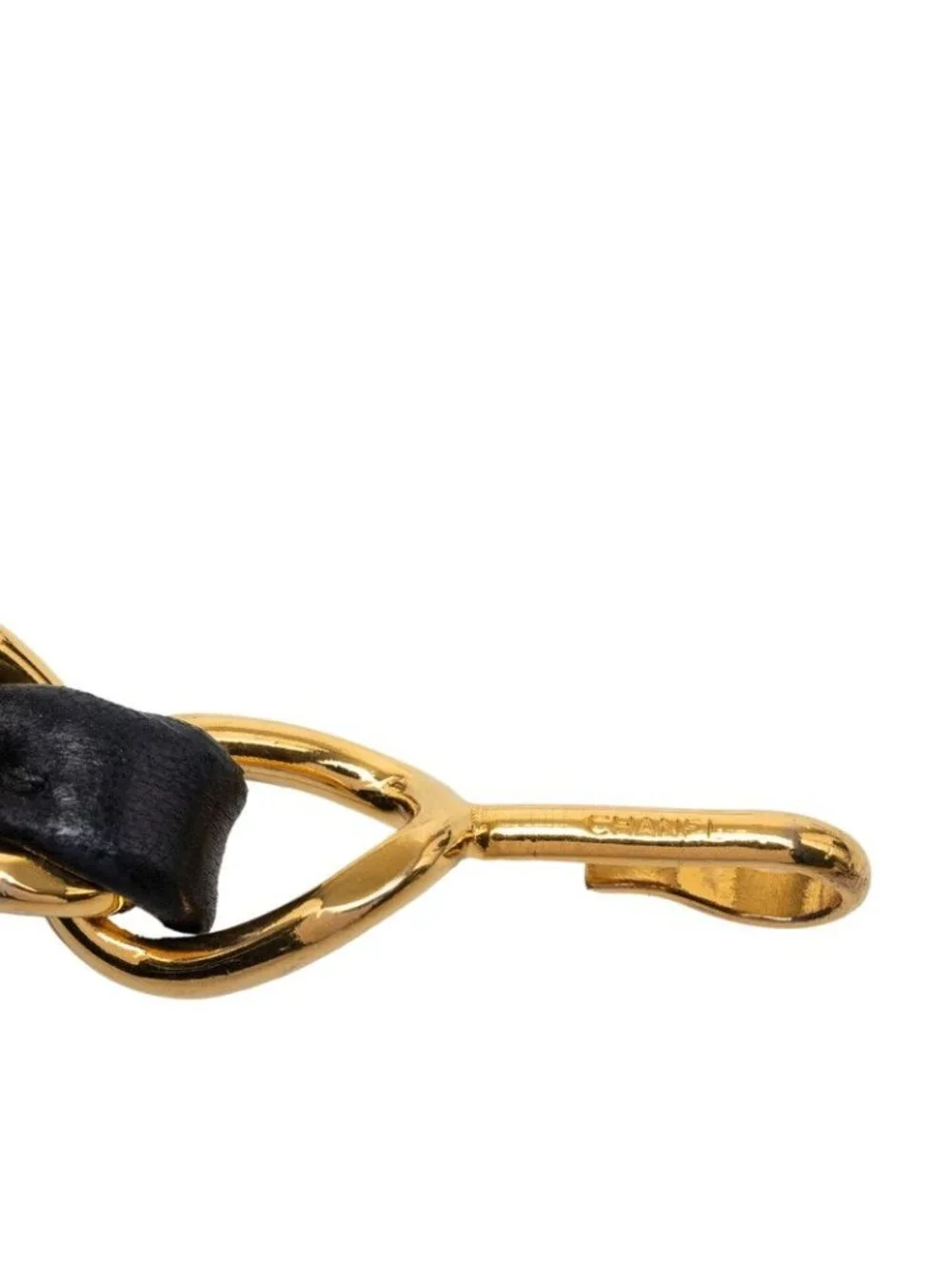 Chanel CC Logo Chain Belt Gold Black Plated Leather